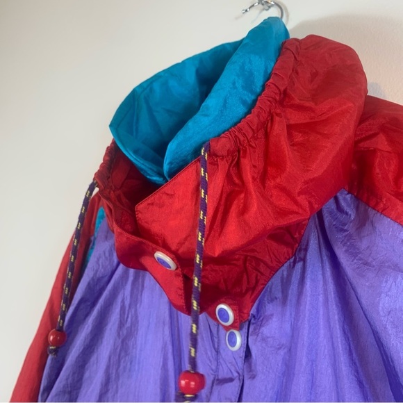 Vintage Roffe 80s or 90s Colorful Ski Snow Jacket Red Purple Blue Juniors 16 - Picture 6 of 15